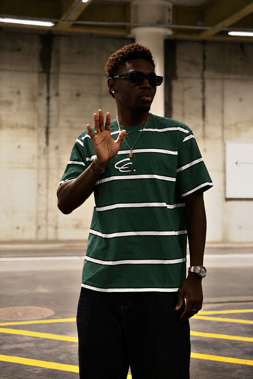 GREEN STRIPED TEE