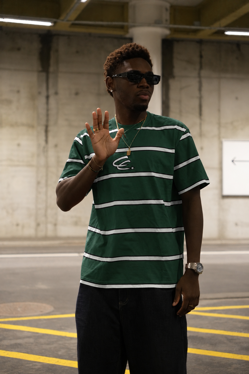 GREEN STRIPED TEE